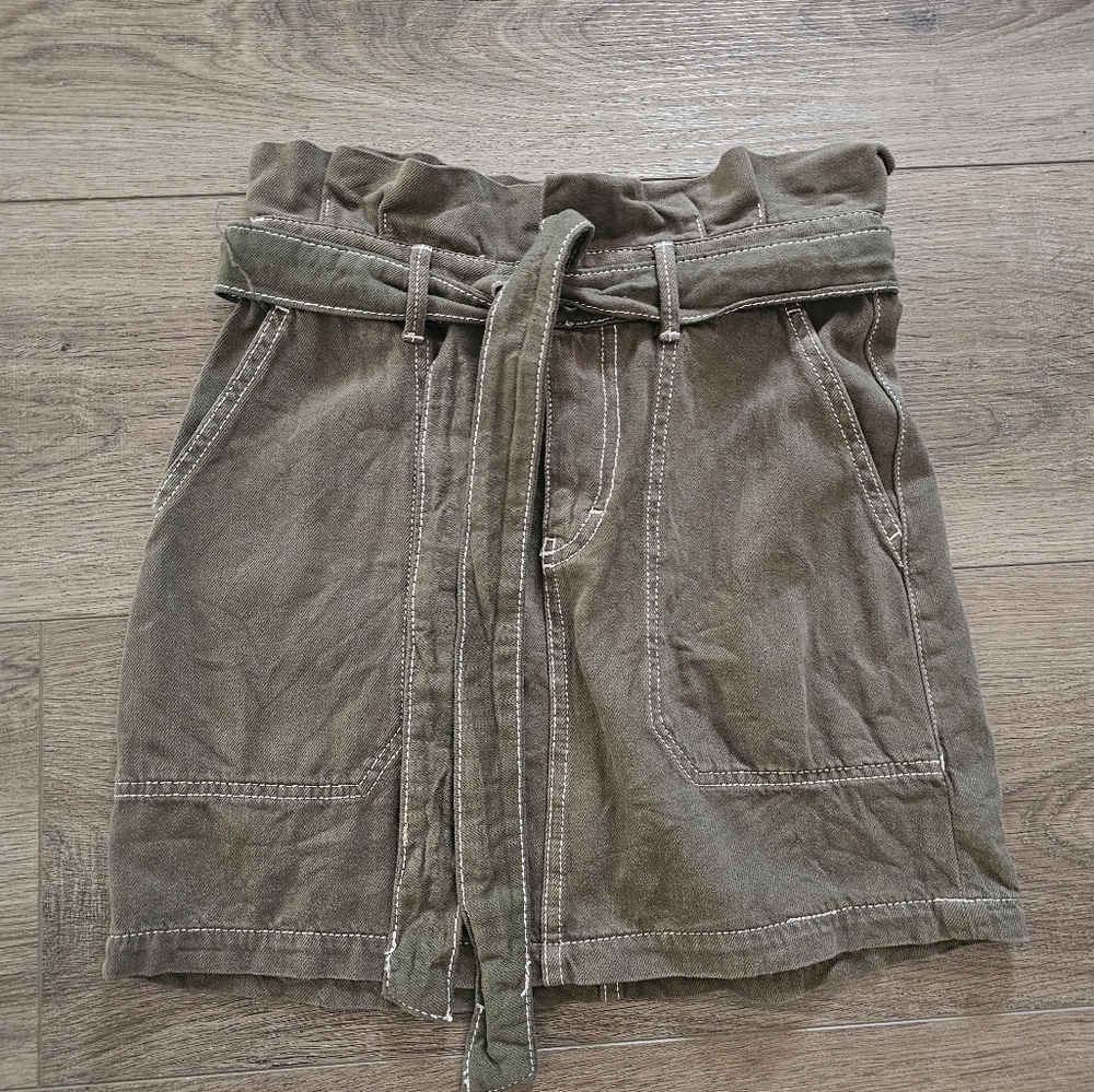 Olive Green Belted Skirt